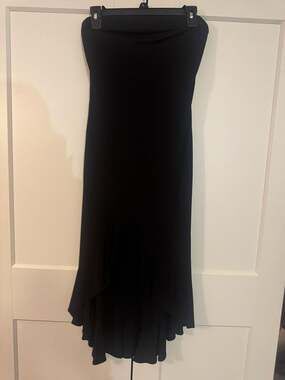 Y. Yigal Black Strapless High-Low Ruffle Hem Dress Size 2